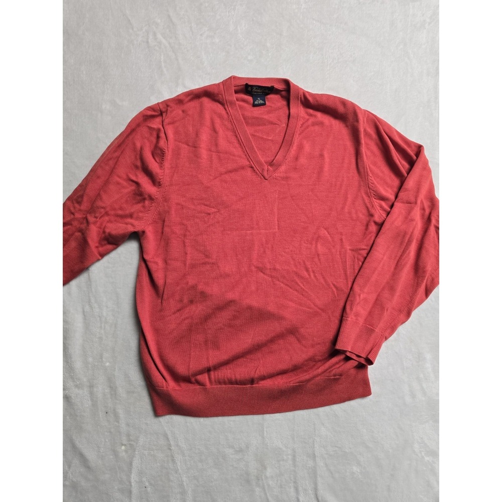 Vintage 90s Brooks Brothers Silk Knit V-Neck Sweater Men XL Nantucket Red